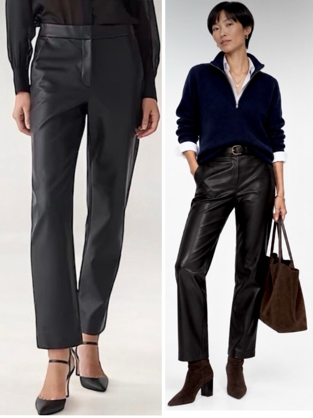 J Crew Kate Women’s Black Faux Leather Pants Straight Leg Preppy Chic Soho 12